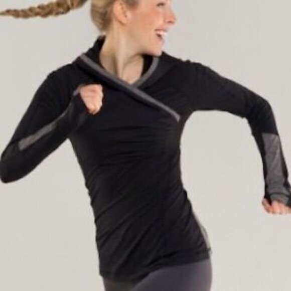 Lululemon - Run for Your Life Hoodie in Black + Heathered Grey, size 2 - Picture 9 of 9